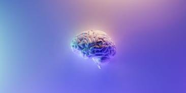 Glowing brain on a gradient background.